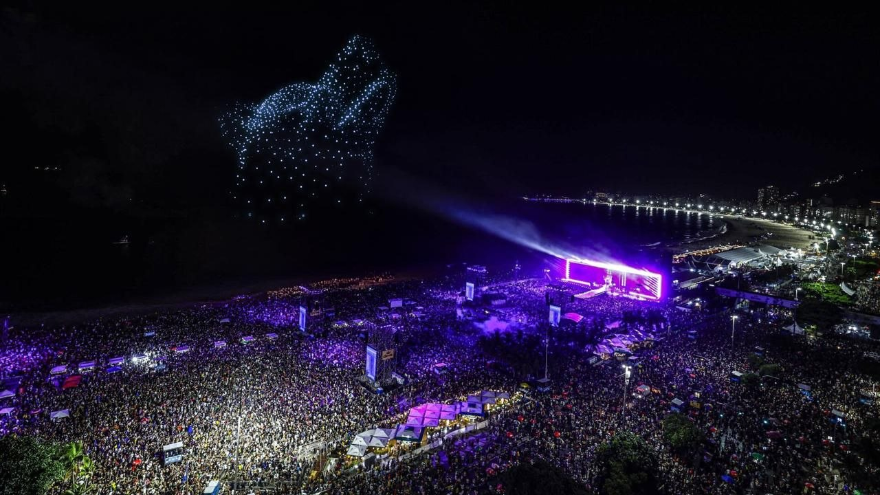 Drone art above a concert stage